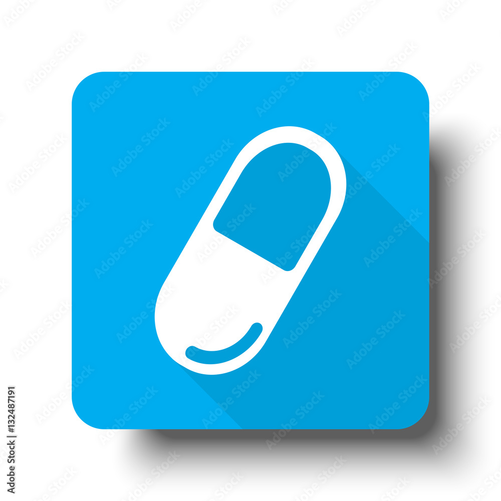 White Pill icon on blue web button White Pill icon on blue web button