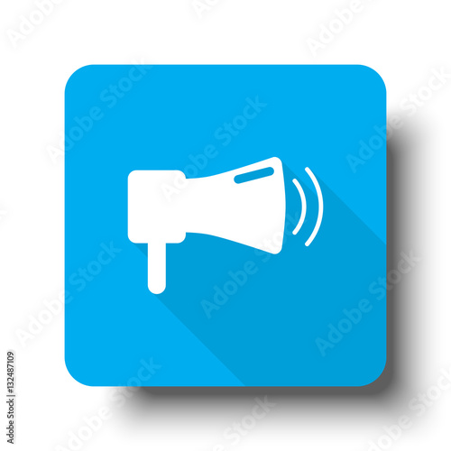 White Megaphone icon on blue web button