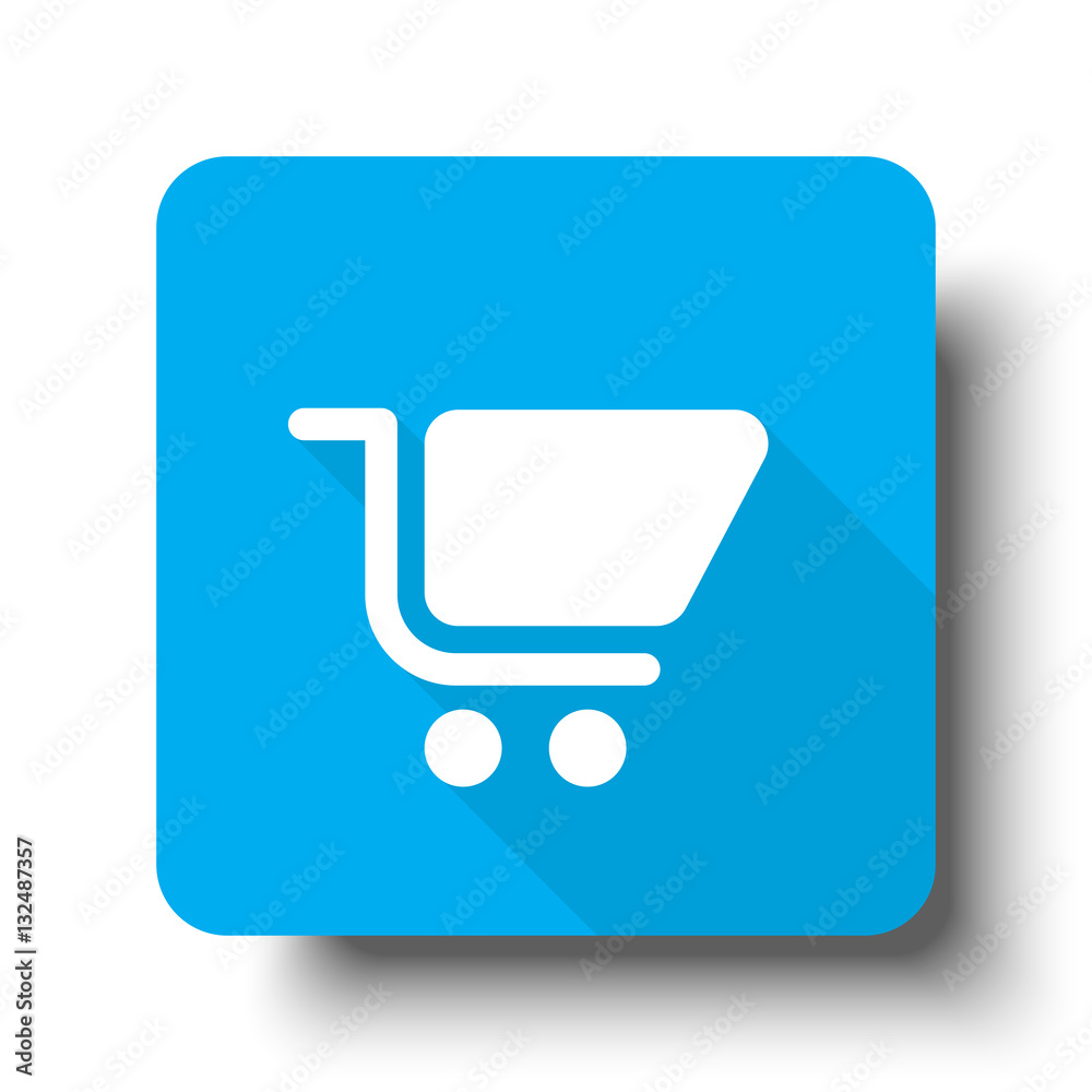 White Shopping Cart icon on blue web button White Shopping Cart icon on blue web button