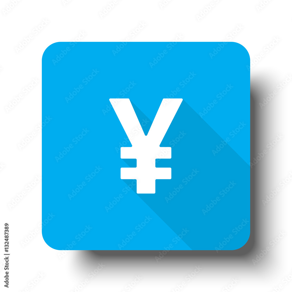 Fototapeta premium White Yen icon on blue web button
