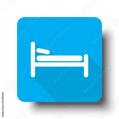 White Bed icon on blue web button