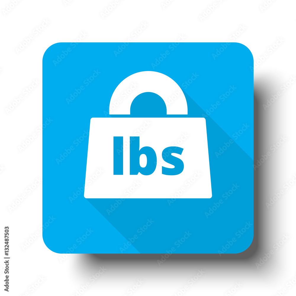 White Weight Pounds icon on blue web button White Weight Pounds icon on blue web button