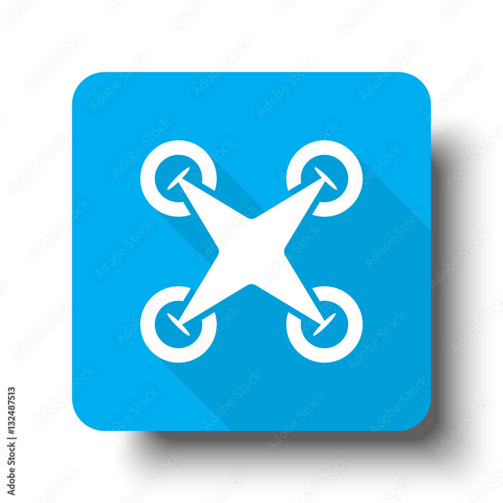 White Drone Quadcopter icon on blue web button White Drone Quadcopter icon on blue web button