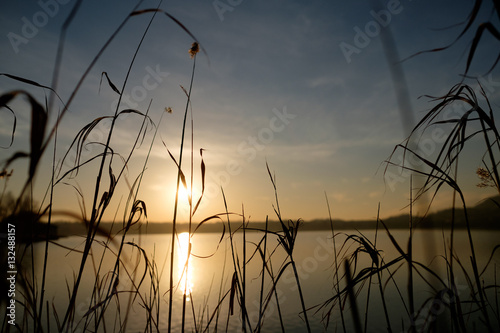 Sunset at Annone Lake photo