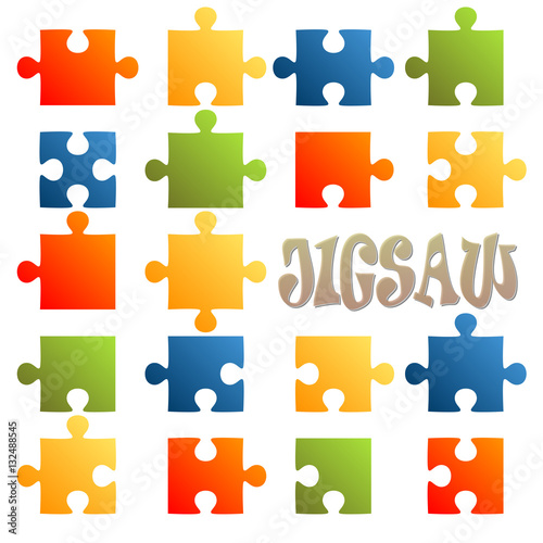 collection puzzle parts colored