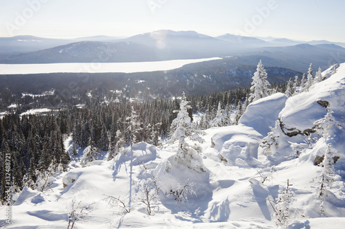View from mountain range Zyuratkul, winter landscape © Crazy nook