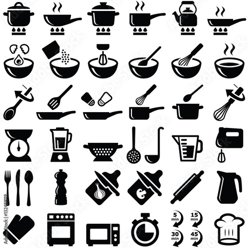 Cooking and kitchen icon collection - silhouette illustration