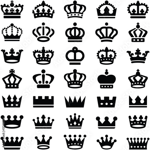 Crown icon collection - silhouette illustration