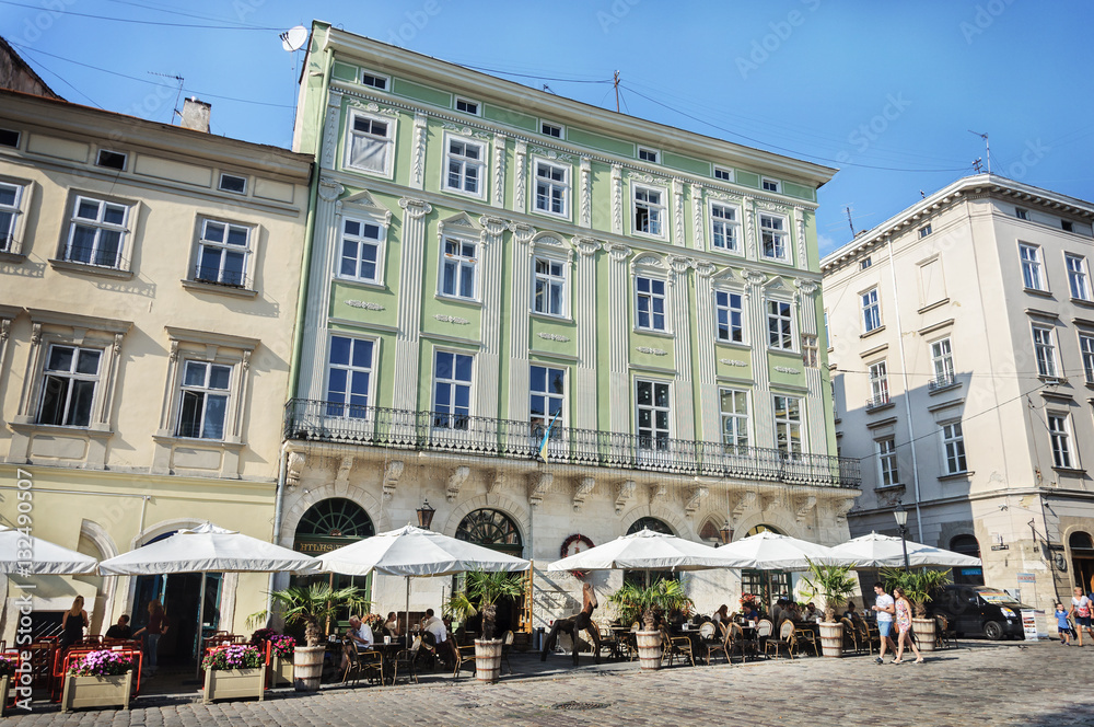 Street cafe in the center of Lviv