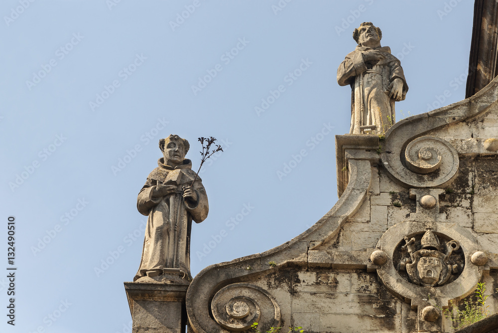 Sculptures on the roof of the catholic church