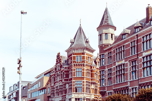 Beautiful street view of Old town in Antwerp, Belgium