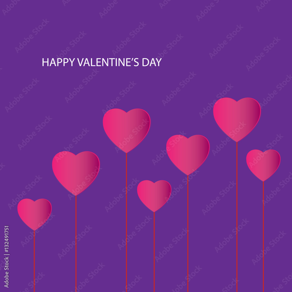 Happy Valentine’s Day trees
Inscription Happy Valentine's Day with red hearts made of paper on a purple background
