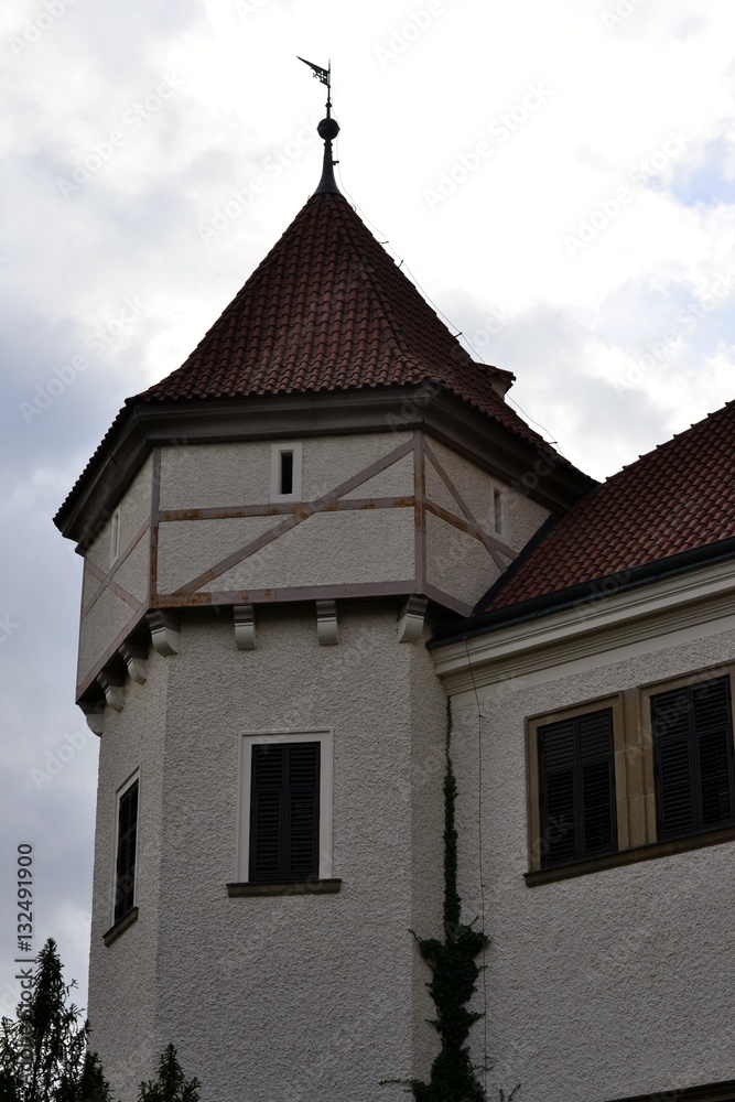Architecture from Konopiste castle and cloudy sky Architecture from Konopiste castle and cloudy sky