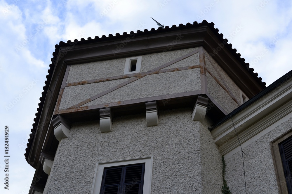 Architecture from Konopiste castle and cloudy sky Architecture from Konopiste castle and cloudy sky