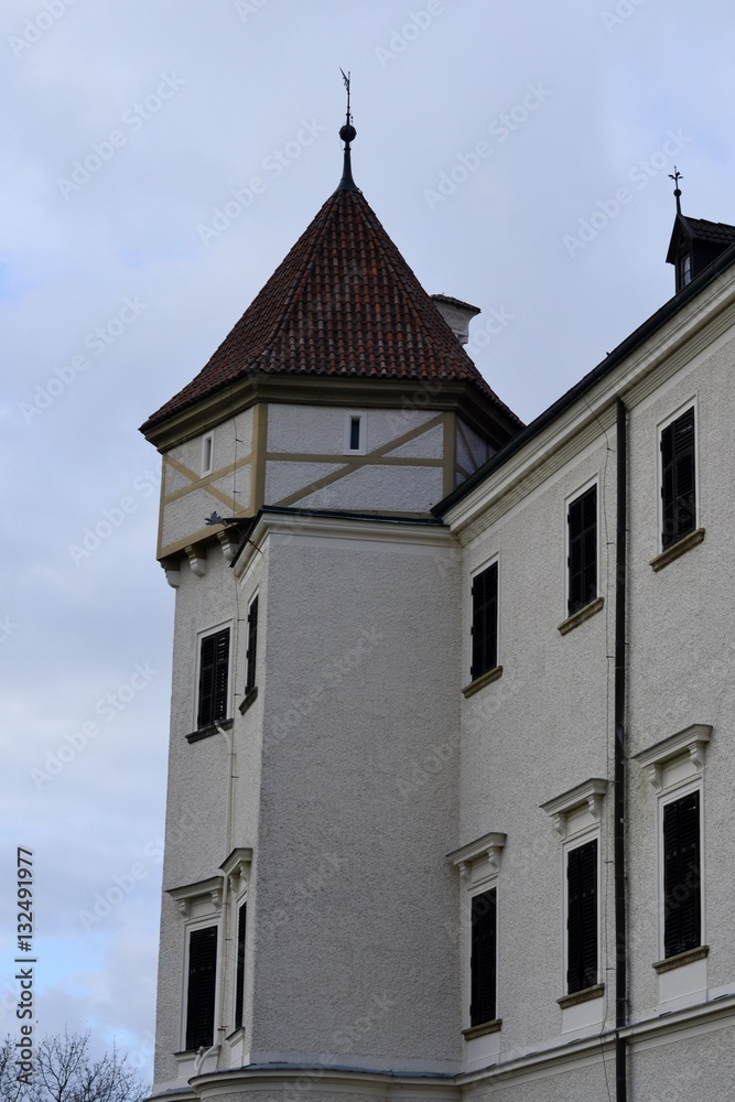 Architecture from Konopiste castle and cloudy sky