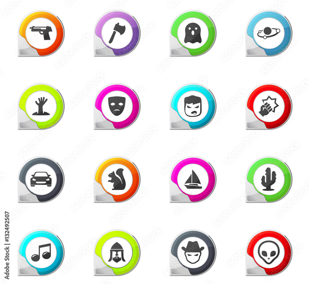 Genres of cinema icons set Genres of cinema icons set