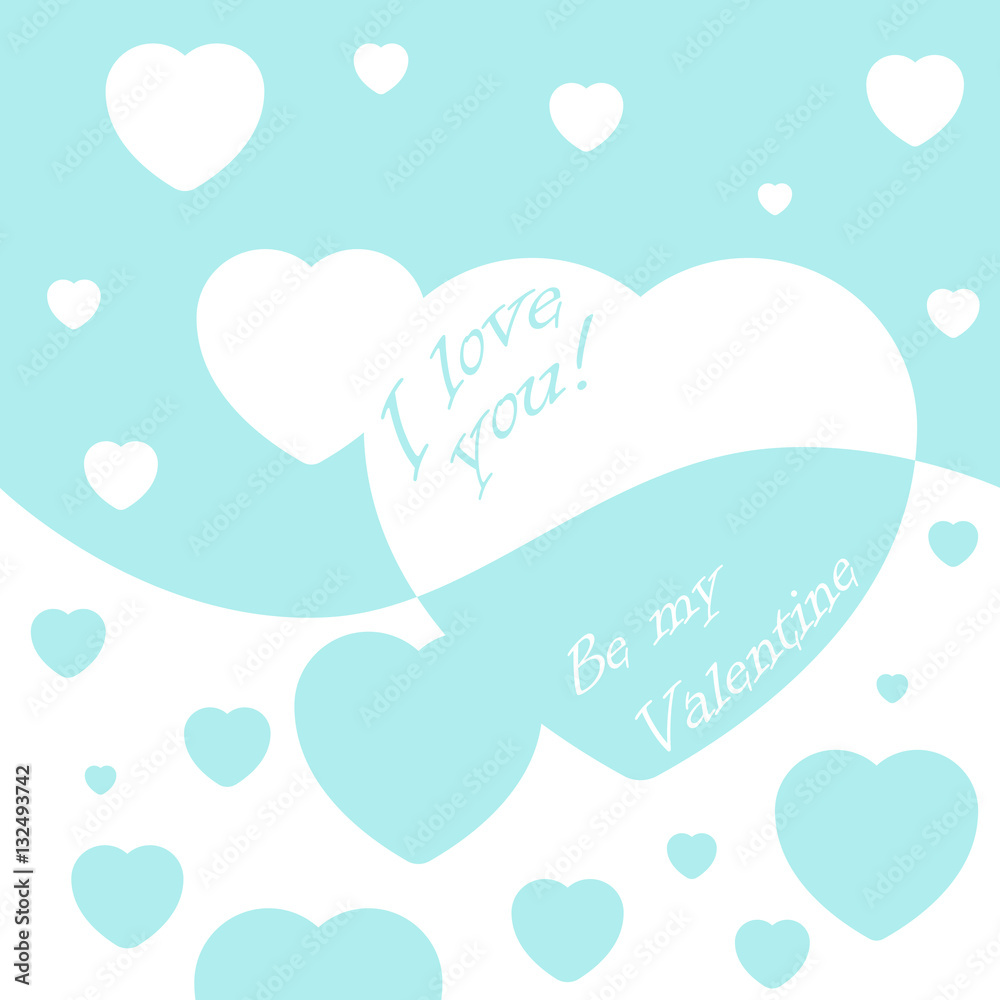 Banner Valentines Day with symbols hearts and lettering for concept design poster, greeting card or invitation. Cartoon style. Vector illustration.