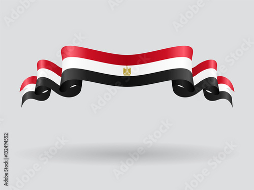 Egyptian wavy flag. Vector illustration.