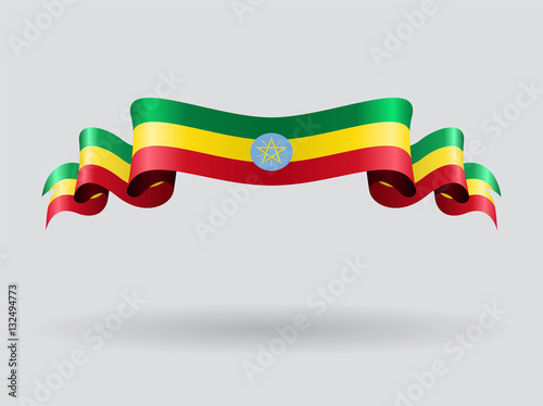 Ethiopian wavy flag. Vector illustration.