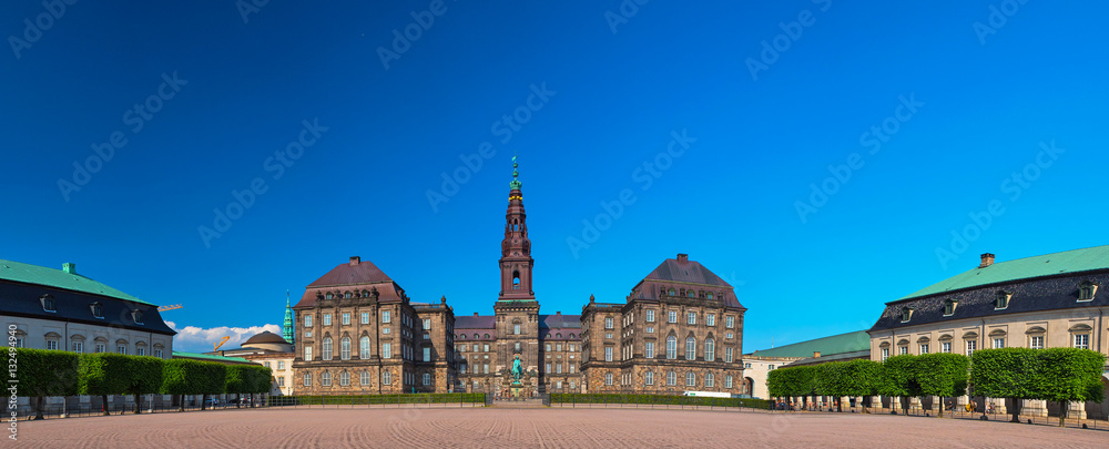 Christianborg palace front view in Copenhagen, Denmark