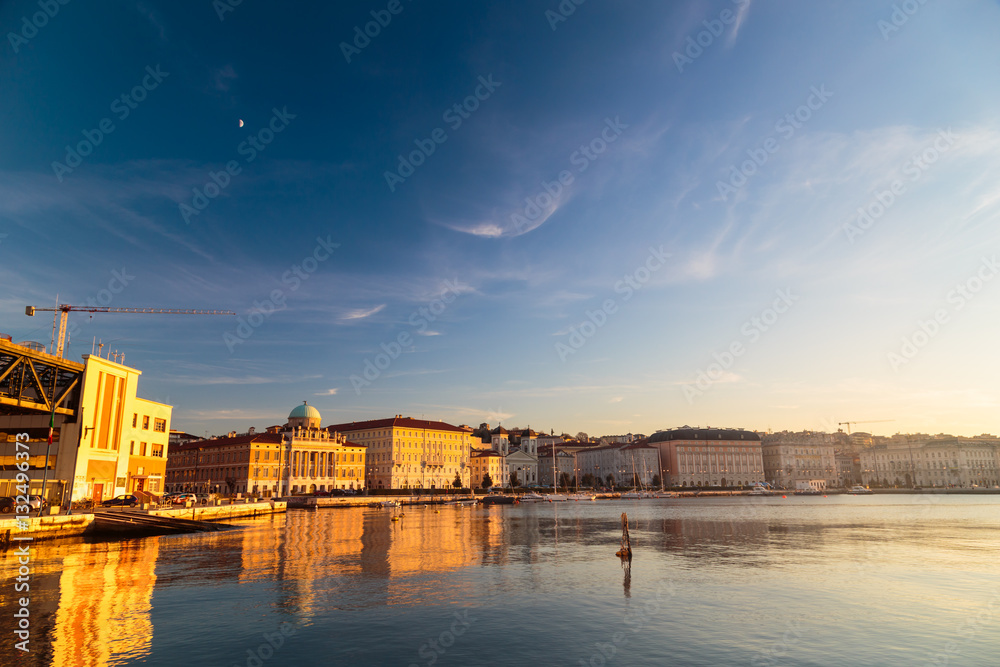 sunset in front of the city of Trieste