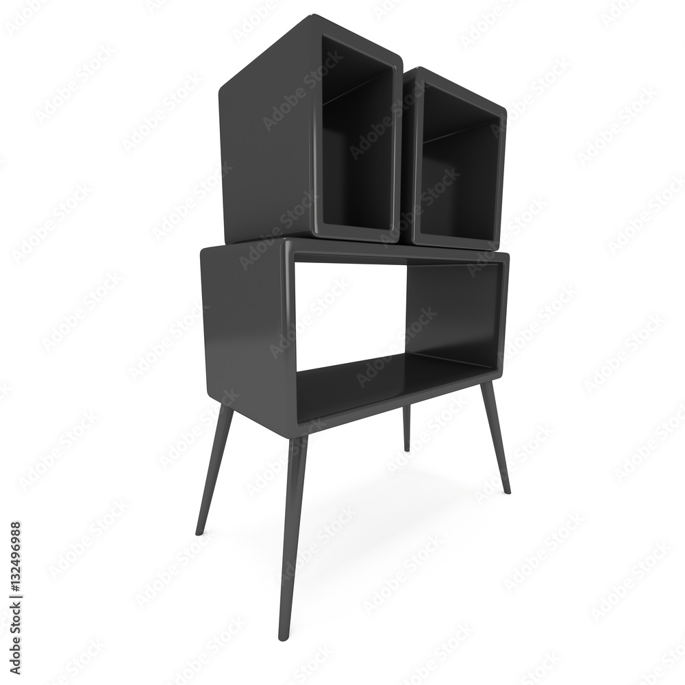 Product display black boxes. 3D render isolated on white. Platform or Stand Illustration. Template for Object Presentation.