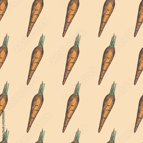 Seamless hand drawn carrot pattern