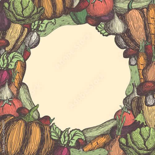 Colored vegetables frame
