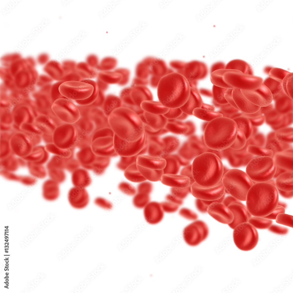 Red blood cell flowing in vein or artery. 3d render. Healthcare and medical zoom concept. Red blood cell flowing in vein or artery. 3d render. Healthcare and medical zoom concept.