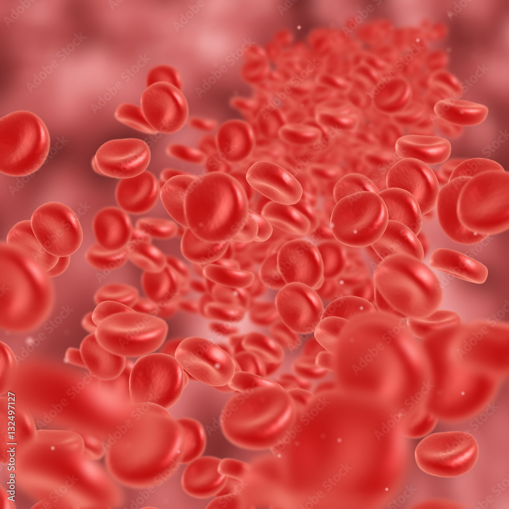 Red blood cell flowing in vein or artery. 3d render. Healthcare and medical zoom concept. Red blood cell flowing in vein or artery. 3d render. Healthcare and medical zoom concept.