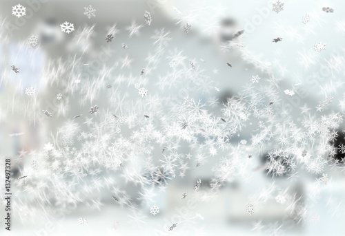 Falling silver 3D render snowflakes