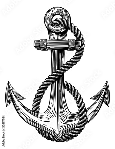 Foto Anchor Vintage Woodcut Style