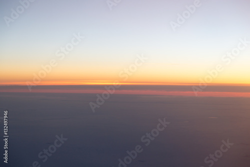 sunset view from the airplane