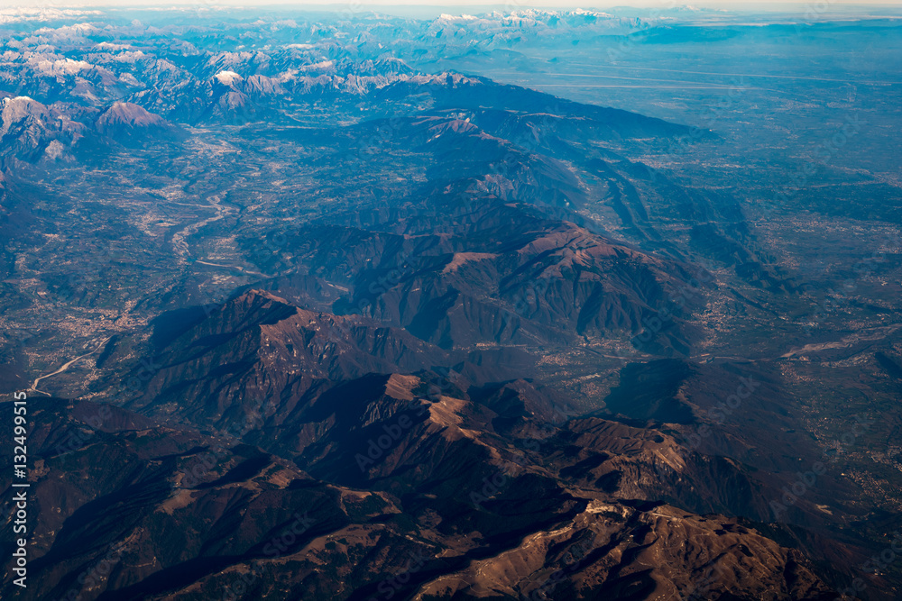 Mountain view from airplane