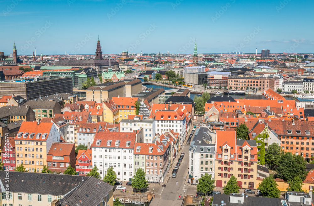 Panoramic view of Copenhagen in Denmark