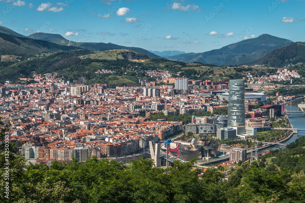 Panoramic view of Bilbao in Basque Spain