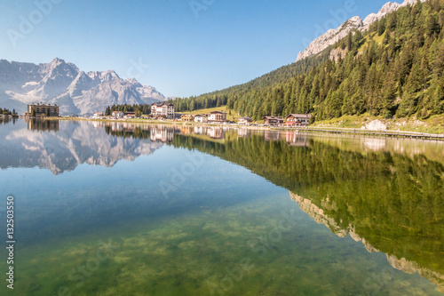 Lake Misurina in Dolomites Italy