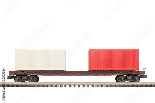Railroad Flat Car with Containers