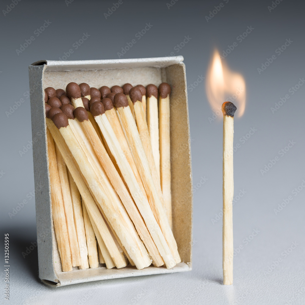 Premium Vector  A box of matches with a lit match in it