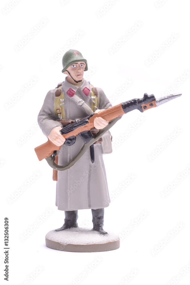 Tin Soldier deminer USSR isolated on white Tin Soldier deminer USSR isolated on white