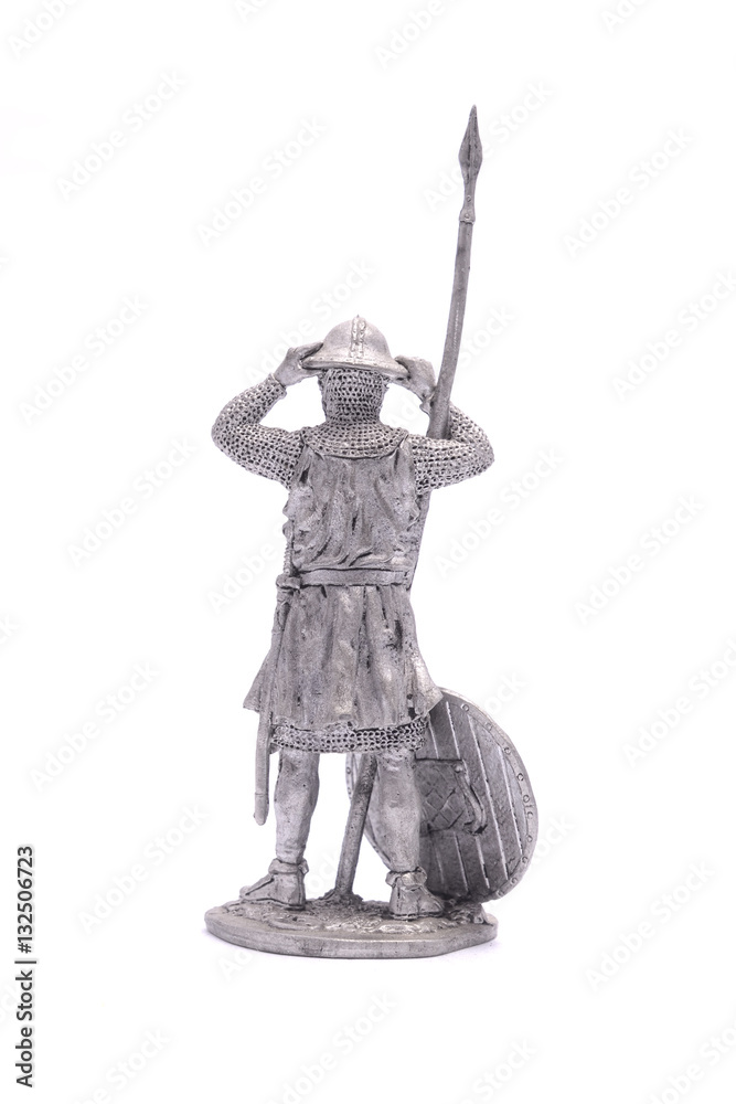 tin soldier medieval knight with spear and shield isolated on wh tin soldier medieval knight with spear and shield isolated on wh