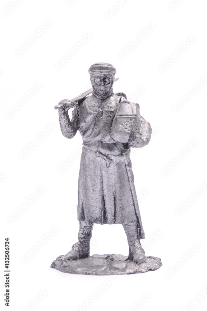 tin soldier crusader with sword isolated on white tin soldier crusader with sword isolated on white