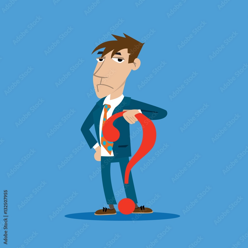man and question mark. looking for a solution to the problem. vector illustration of cartoon man and question mark. looking for a solution to the problem. vector illustration of cartoon