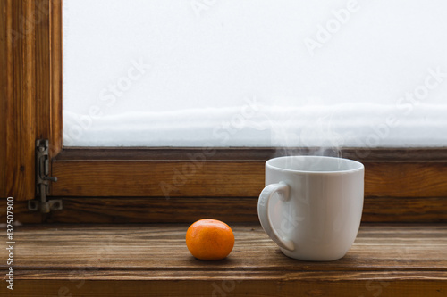 White cup with orange
