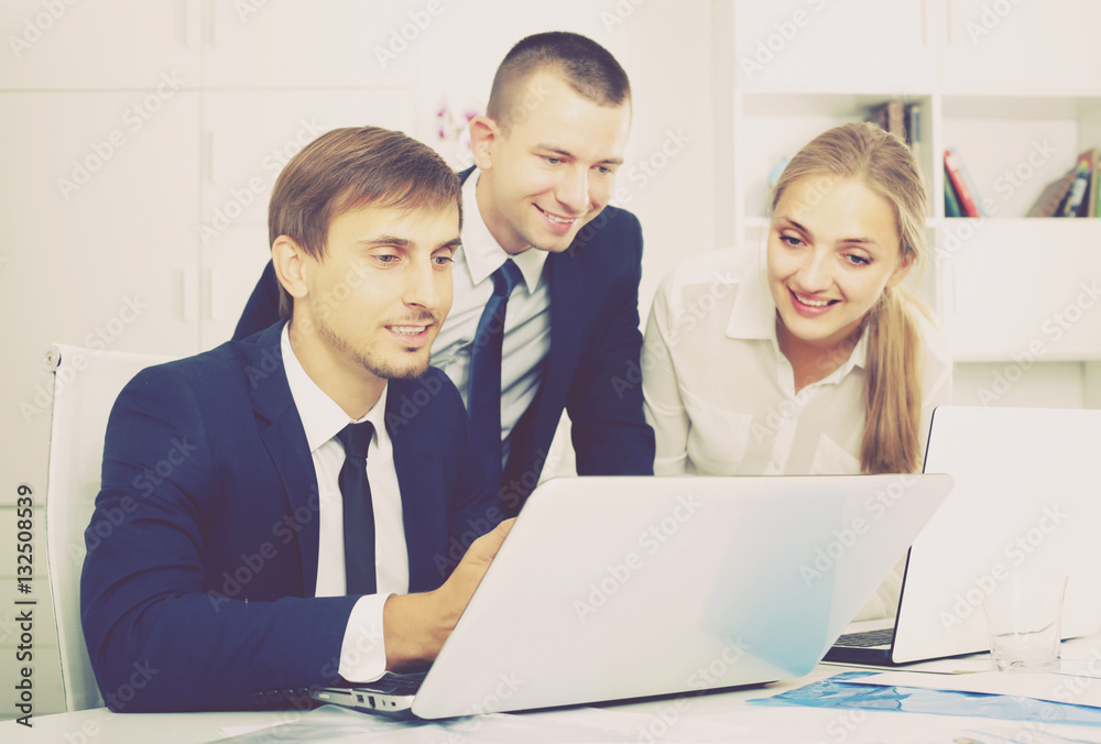Fototapeta premium Business colleagues occupied with laptops