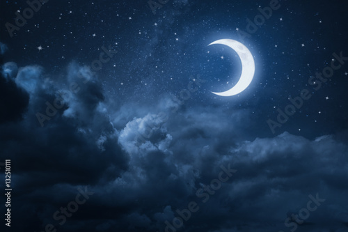 Canvas Print Skyscape at Midnight with moonlight