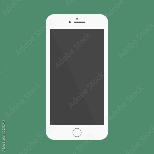 Flat icon mobile phone isolated on green background Vector illustration.