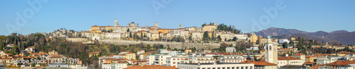 Bergamo - Old city (Citta Alta). One of the beautiful city in Italy. Lombardia. Landscape on the old city during a wonderful blu day. 