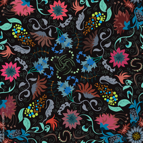 Traditional renaissances flower illustration seamless pattern