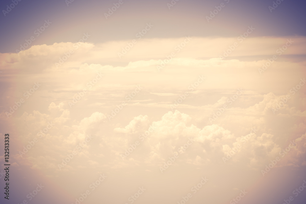 Vintage sky big cloud background ,retro filter effect